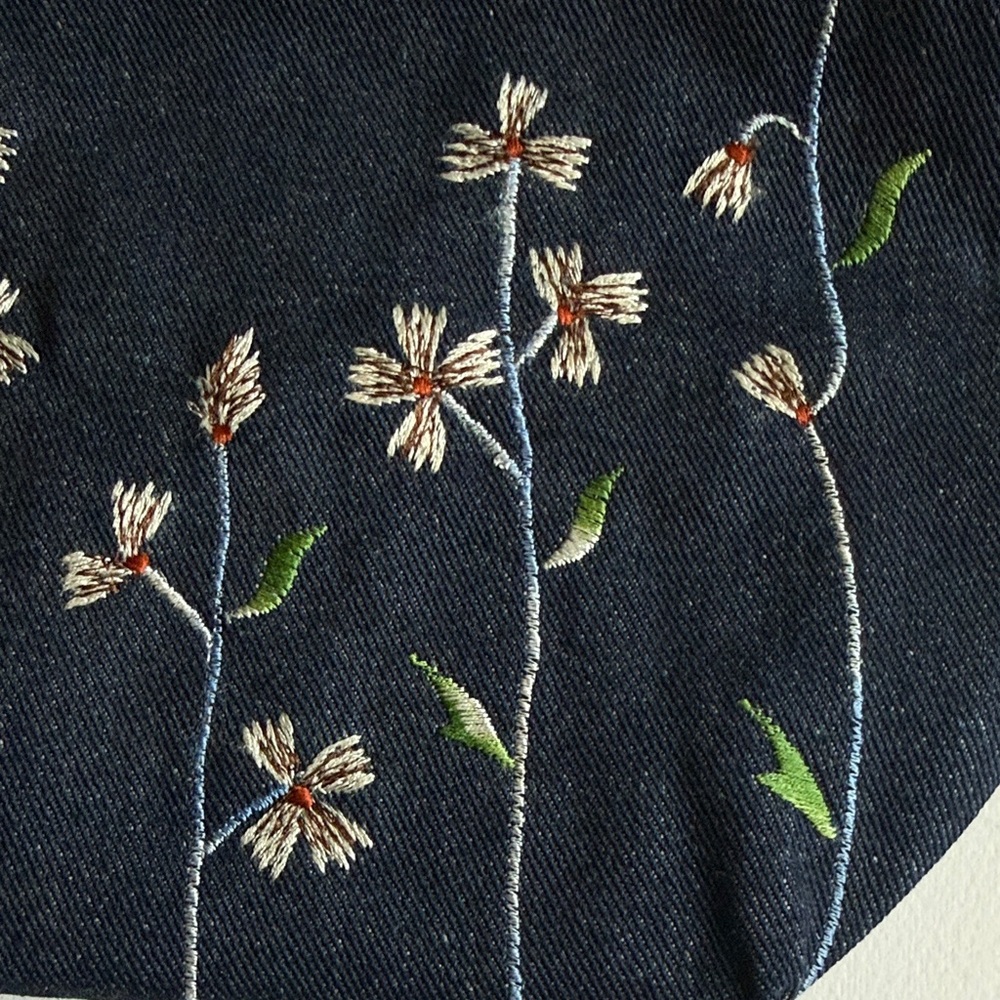 Embroidered Denim Tote Bag - Picture 3 of 9